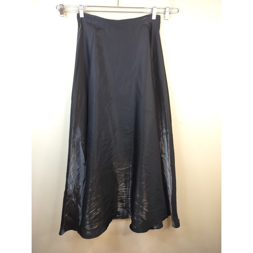JS Collections Maxi Skirt 12 Womens Black Metallic Shimmer A-Line Formal
